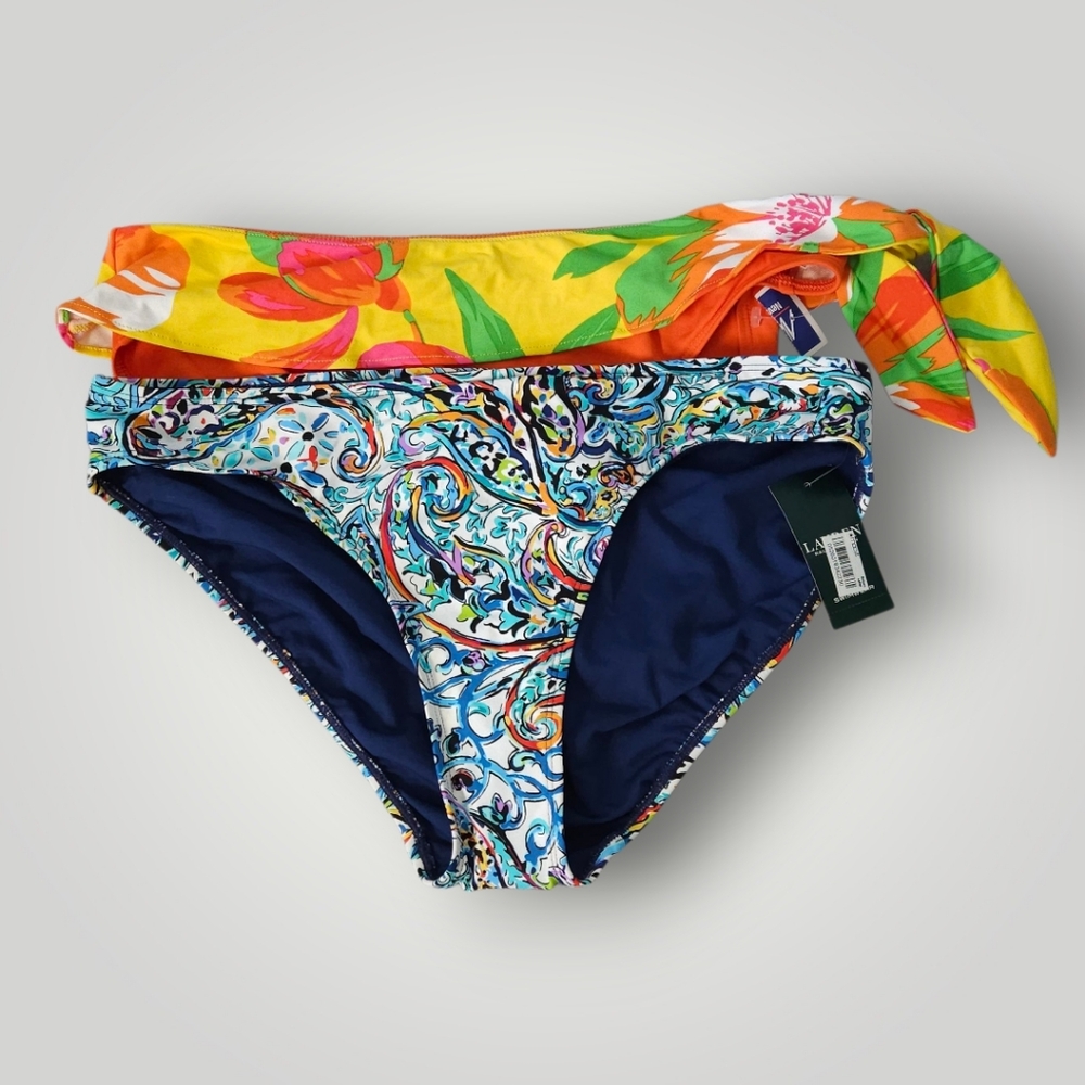 Lauren Ralph‎ Lauren Swim Bottom Bundle 12 Paisley & Tropical Floral Bikini New